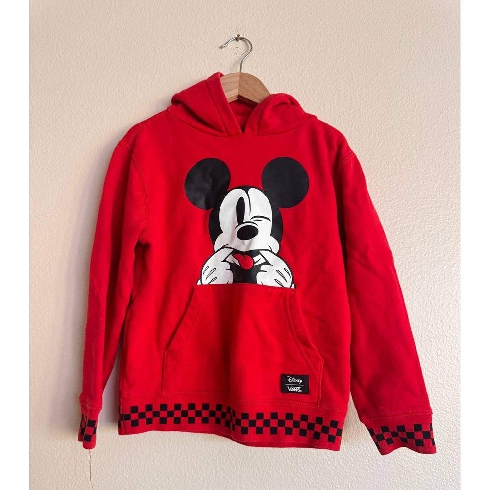 Vans Disney Mickey Mouse Red Hoodie Checkerboard Streetwear Graphic Y2K